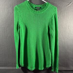 ralph lauren women sweater medium kelly green chunky knit old money golf spring